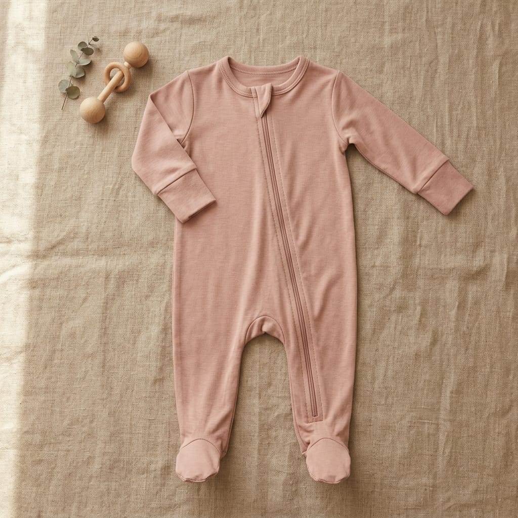 Clay Bamboo Footed Sleepsuit front view